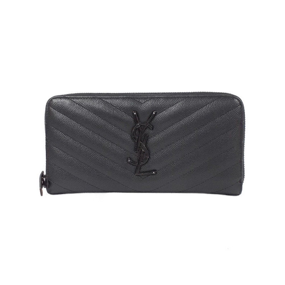 SAINT LAURENT Paris Monogram Full Zip Wallet Round Long